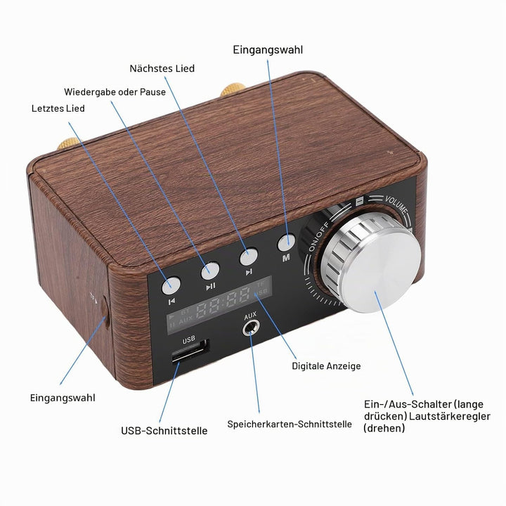 Mini Bluetooth 5.0 Leistungsverstärker DC9V-24V Dual 50W Kanäle 2.0 Stereo HiFi Digital Amp USB Heim