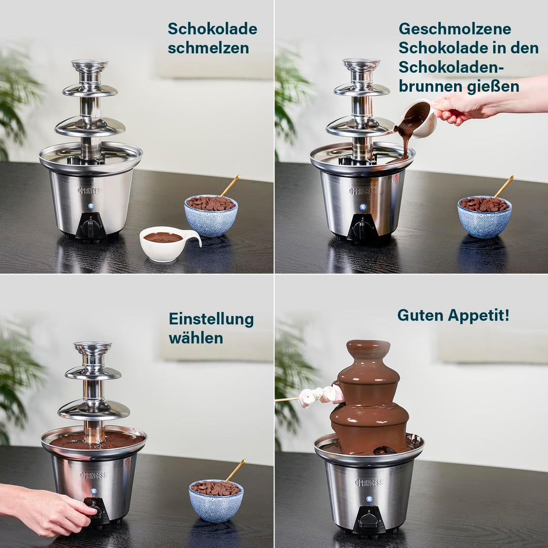 Princess Schokoladen Brunnen XL - 3 Ebenen, Warmhaltefunktion, PFOA Frei, 0,7 Liter, 90 Watt, 292998
