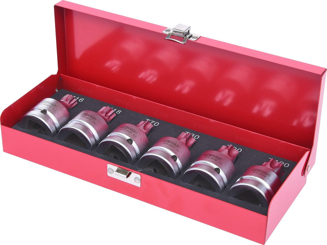 KS Tools 515.0010 3/4" Kraft-Bit-Stecknuss-Satz, 6-tlg., TX+Vielzahn, mit Bohrung