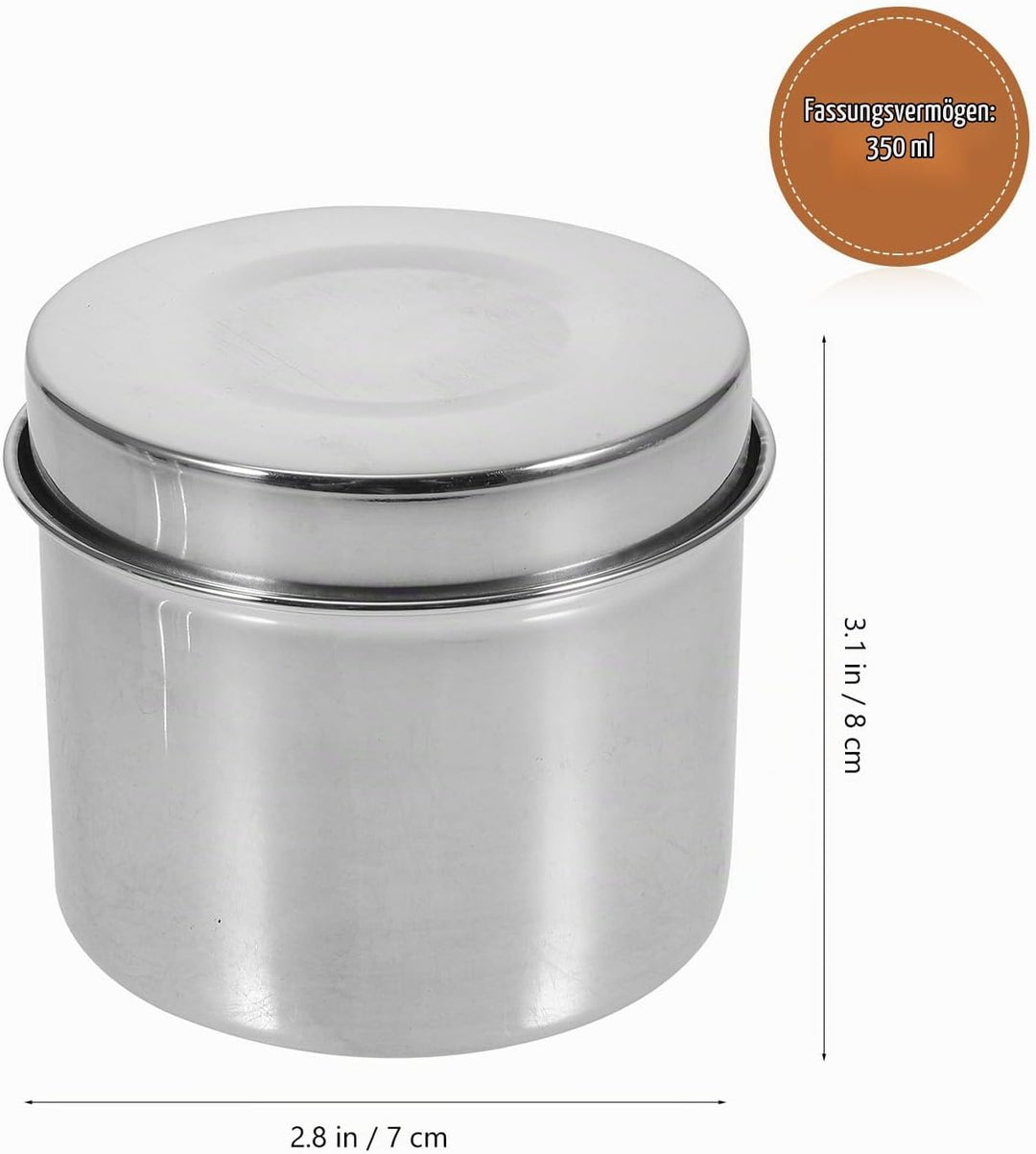 Edelstahl Lebensmittelbehälter 350ml Rund 8cm 4 Stück Luftdichte Probenboxen für Schulkantinen und F