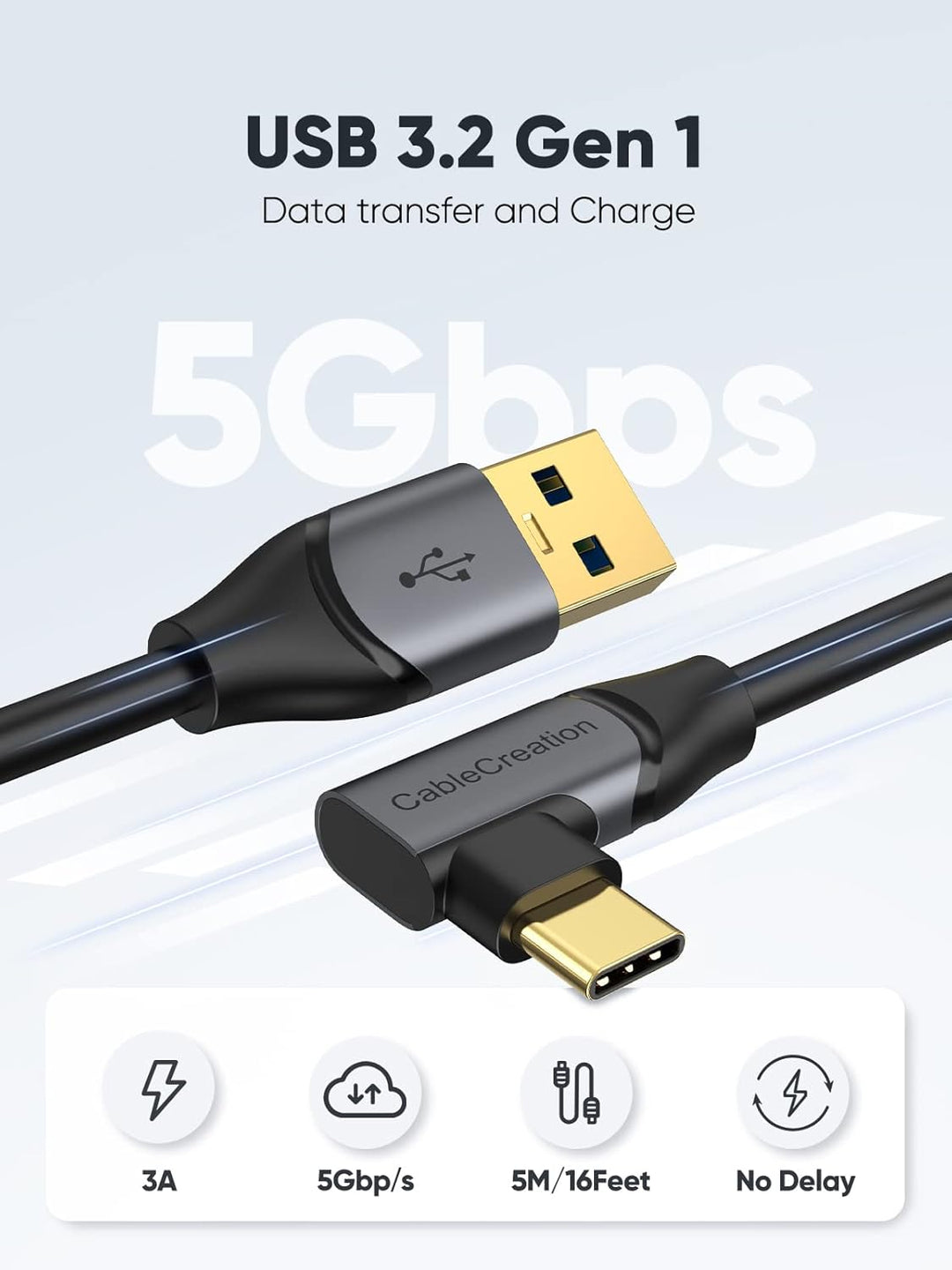 Kompatibel mit Quest 2 Link Kabel 3M, CableCreation USB C Kabel Schnellladung 60 W, 5Gbps PC Datenüb
