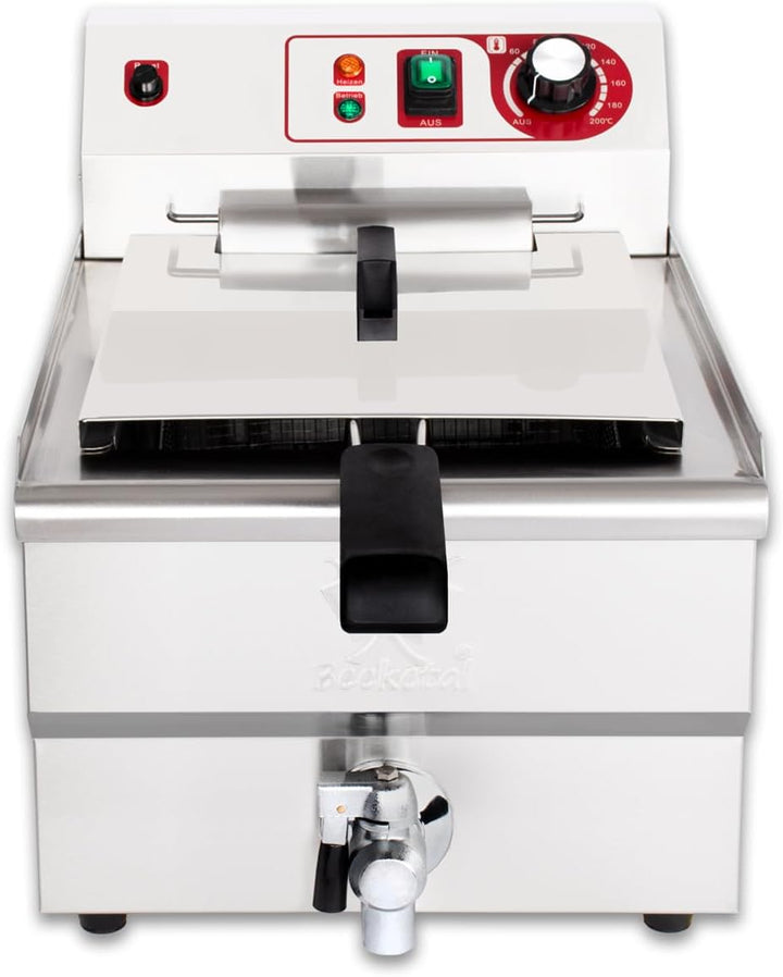 Beeketal 'BWF-131P' Profi Gastronomie Kaltzonen Fritteuse (13 Liter Volumen für max. 8,5 Liter Öl) E