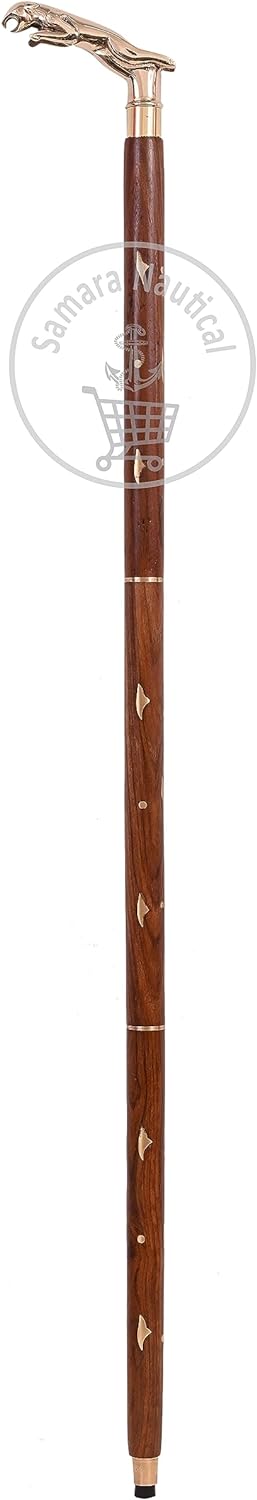 Samara Nautical Jaguar Gehstock mit einzigartigem Griff, viktorianischer Stil, Messing