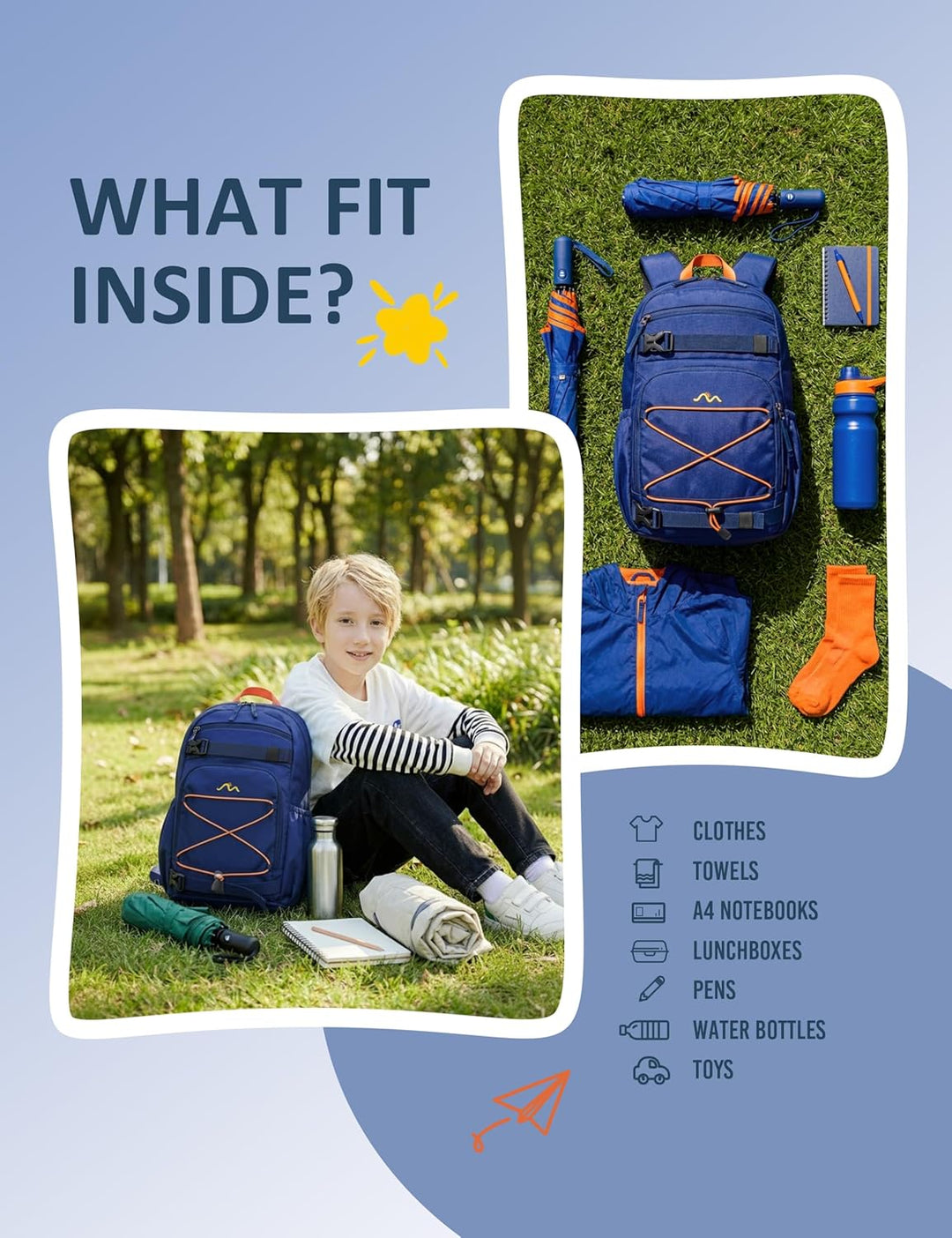 Mountaintop 18L Kinderrucksack Mädchen Jungen für Schule Wandern | Schulrucksack Schultasche mit Bru