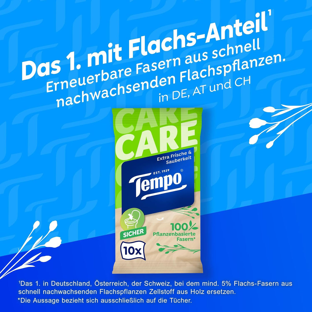 Tempo Sanft und Pflegend feuchtes Toilettenpapier Travelpack, Riesenpackung, 30 Stück