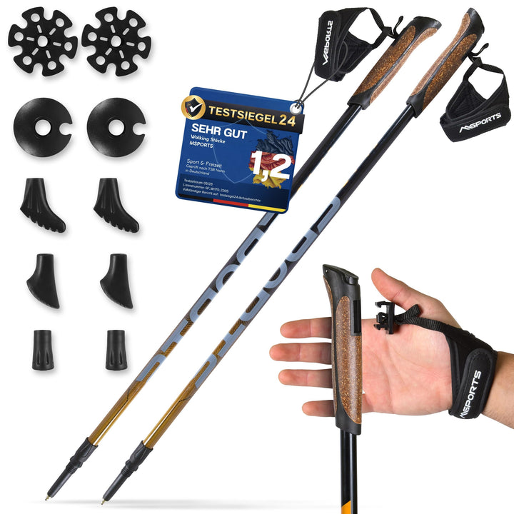 MSPORTS Nordic Walking Stöcke Carbon Premium - aus hochwertigem Carbon - Superleicht - individuell e