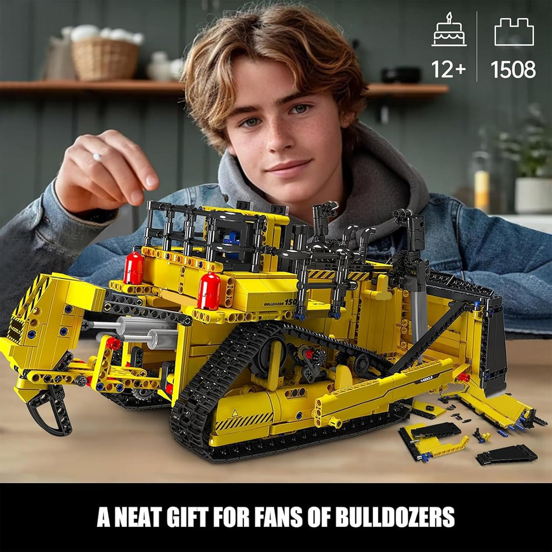 Mould King 15084 Technik Ferngesteuert Bulldozer für Erwachsene, 1508 Stück Bauspielzeug, 2.4 GHz RC