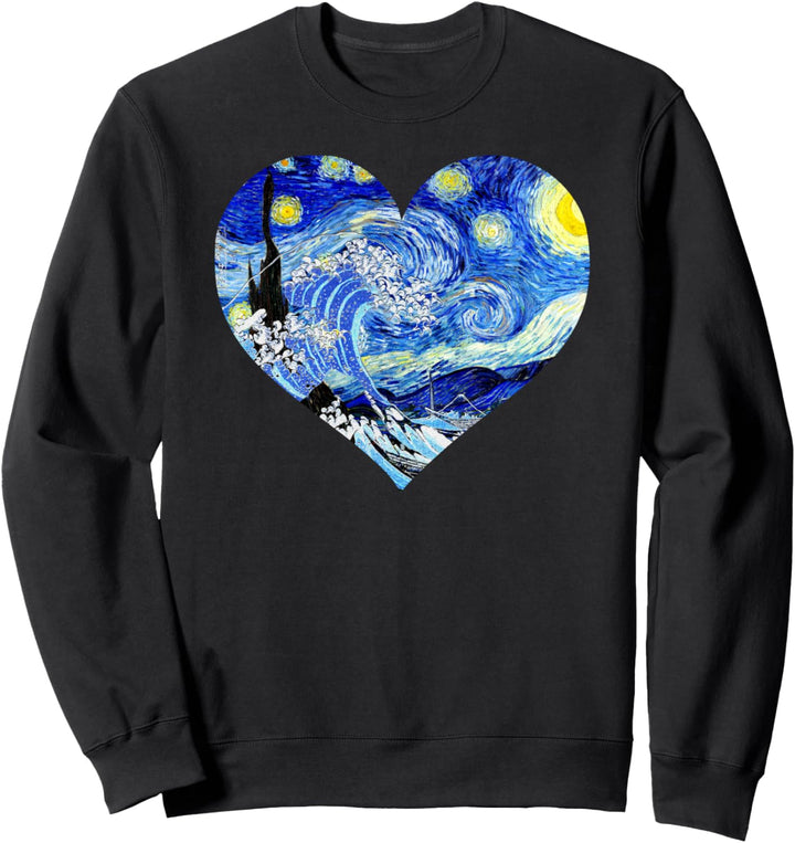 Grosse Sternennacht Welle Berühmte Kunst Van Gogh Hokusai Sweatshirt