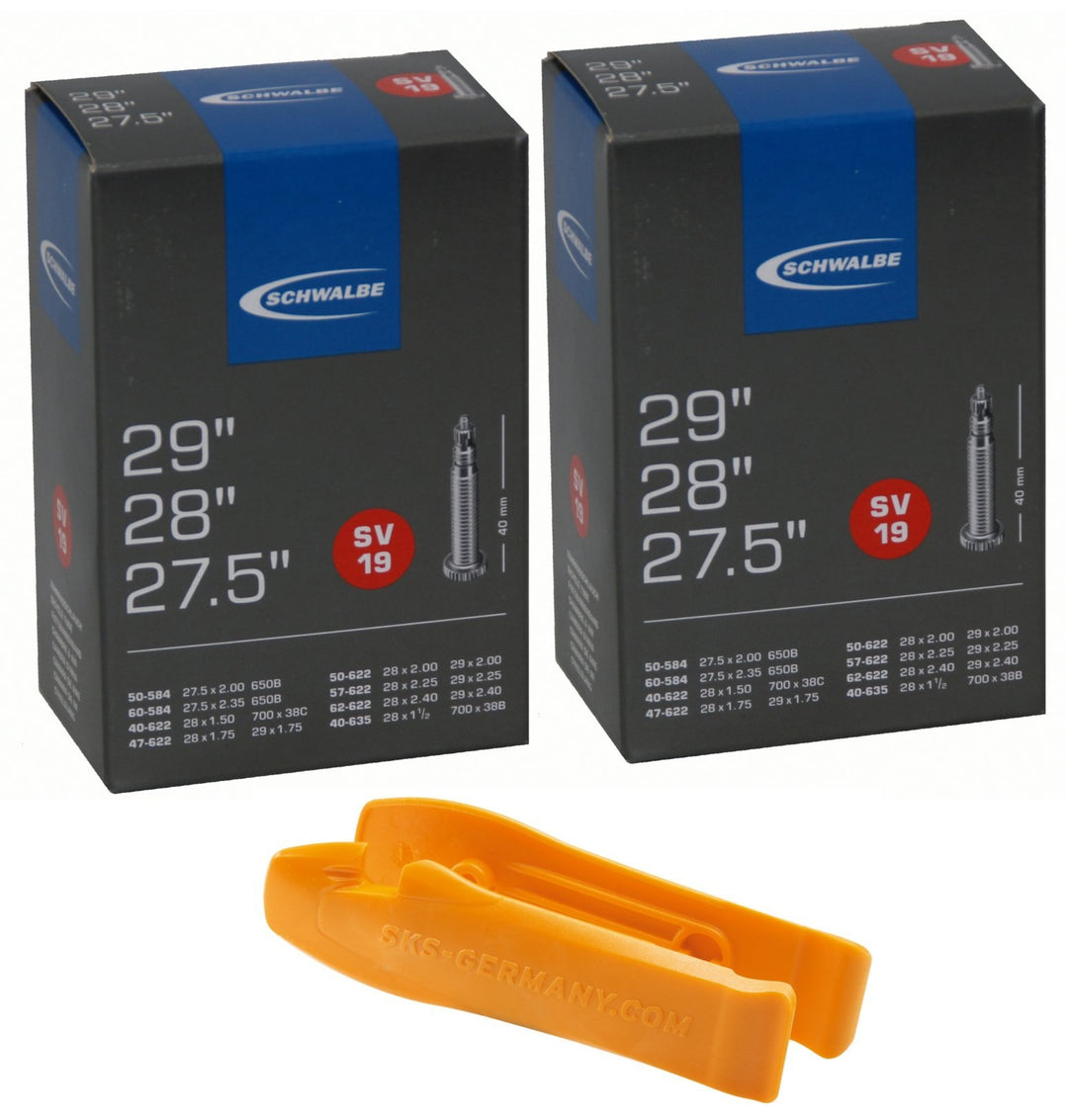 Schwalbe Schlauch SV 19-27,5", 28", 29" - 2er Set Sclaverandventil//Französisches Ventil inkl. SKS R