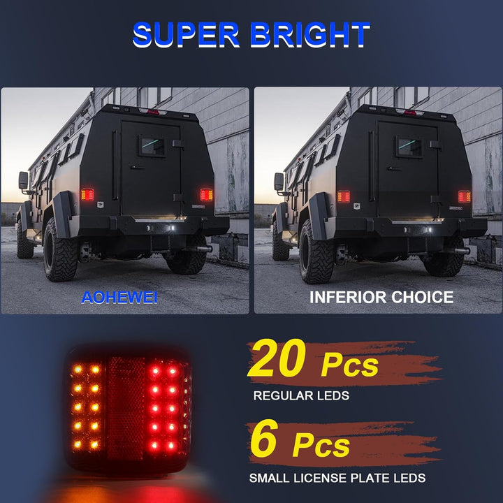 AOHEWEI Magnetische LED Anhänger Rückleuchten Set 12V Verkabelt Bremsleuchte für LKW Anhängerbeleuch