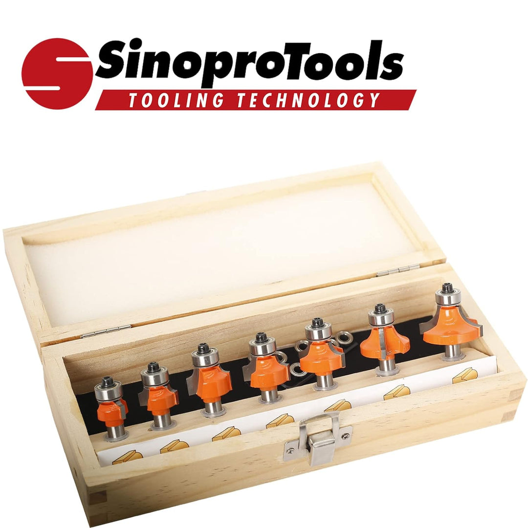 Sinoprotools 7 Stück Abrundfräser und Viertelstabfräser Set,8mm Schaft Rundfräser&Radiusfräser,Abrun