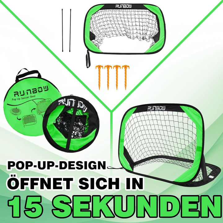 RUNBOW Pop-Up-Fussballtor, tragbar, für Hinterhof, Outdoor-Spass am Strand, 1 x 0,7 m Grün 100 x 67