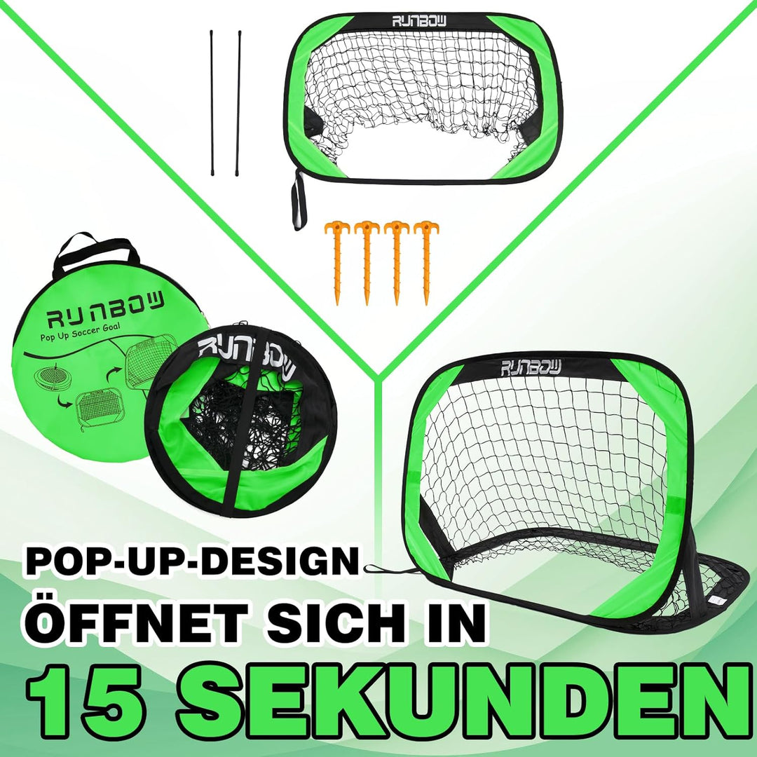 RUNBOW Pop-Up-Fussballtor, tragbar, für Hinterhof, Outdoor-Spass am Strand, 1 x 0,7 m Grün 100 x 67
