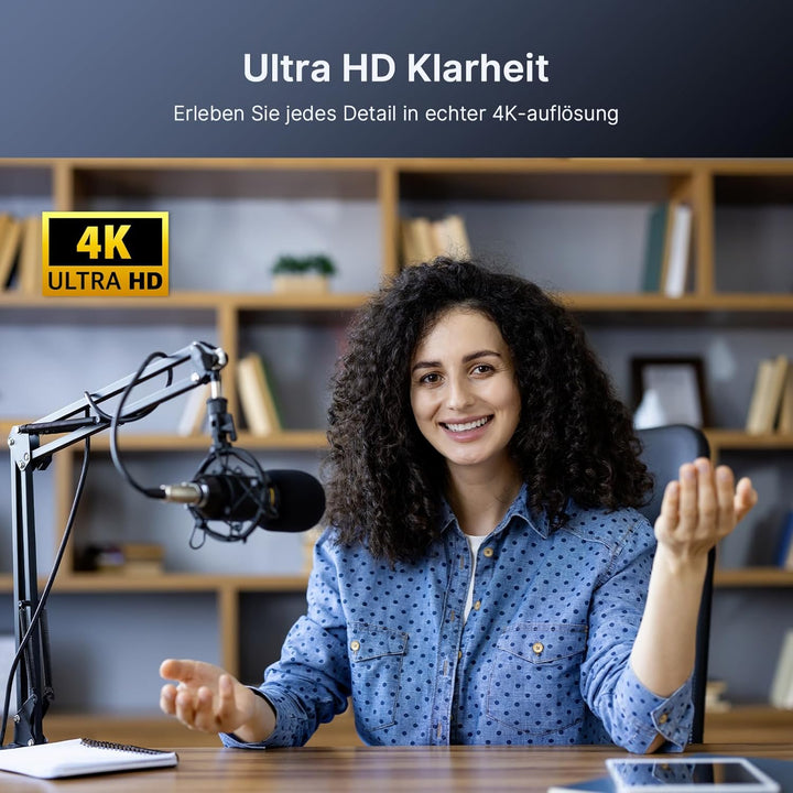 NexiGo N60 Pro 4K Webcam, Sony-Sensor, Autofokus, 1080p 60fps, Noise-Cancelling-Mikro, Sichtschutz,