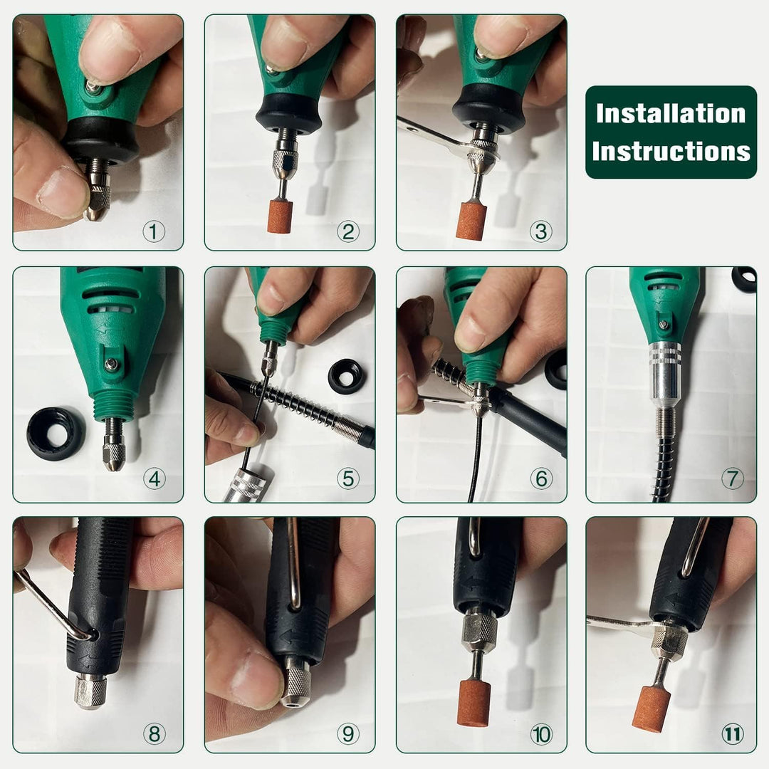 Rotary Tool Kit, 5 Speed Adjustments 10000-37000RPM, Equipped with Flex Shaft and Multifunctional Ch