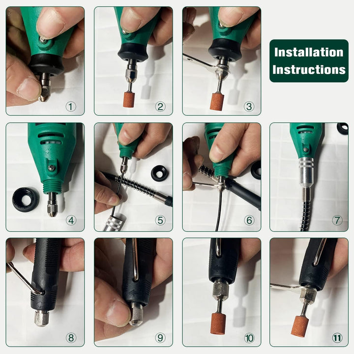 Rotary Tool Kit, 5 Speed Adjustments 10000-37000RPM, Equipped with Flex Shaft and Multifunctional Ch
