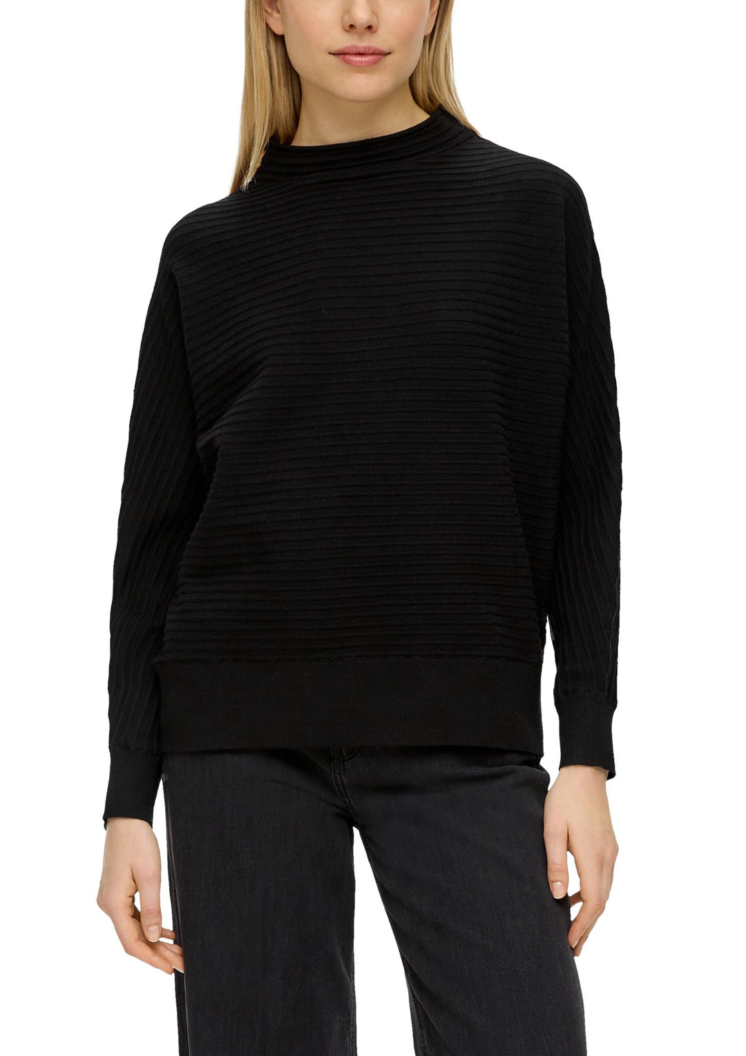 s.Oliver Strickpullover mit Fledermausärmeln 38 Schwarz 9999, 38 Schwarz 9999