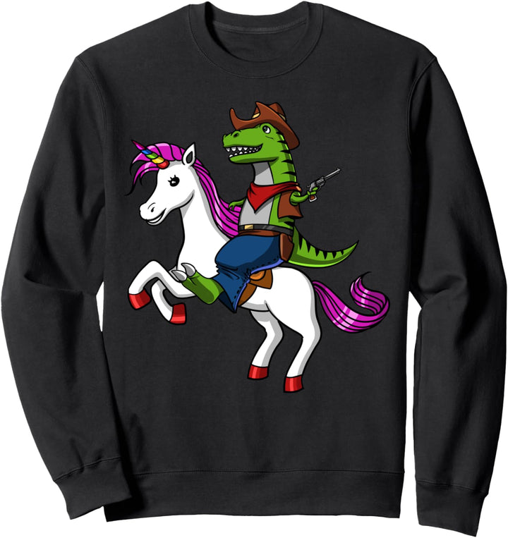 T-Rex Dinosaurier Reitet Auf Einhorn Kinder Jungen Mädchen Sweatshirt