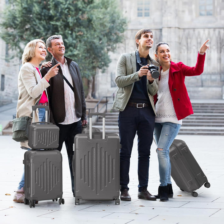 LALAHO Kofferset 4 teilig, Reisekoffer Set mit Kosmetikkoffer, Hartschalen Koffer Set aus ABS, Gepäc