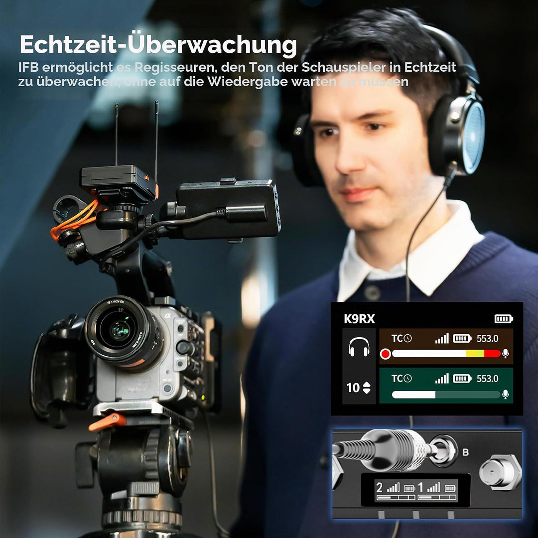 Saramonic K9 Lavalier-Mikrofon Kabellos, Professionelles Zweikanal UHF Mikrofon Drahtloses Audio Sys