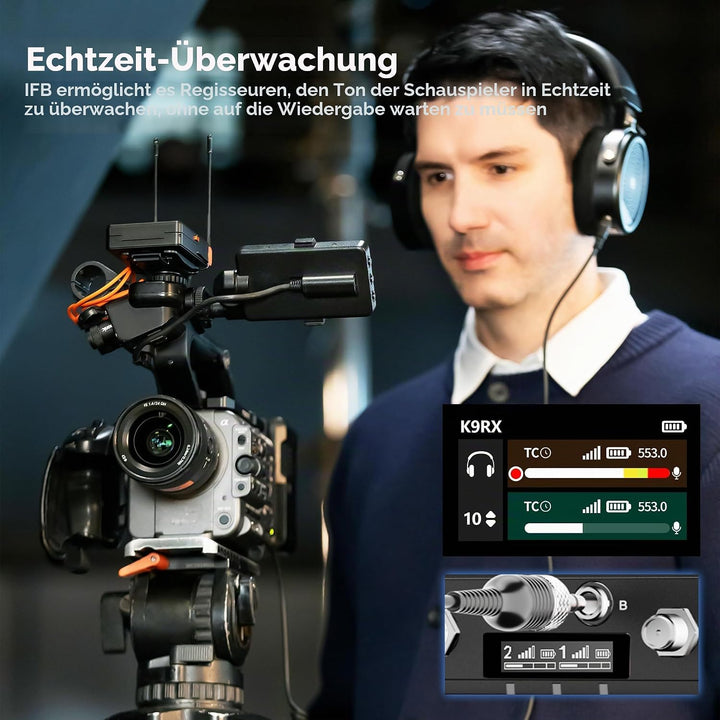 Saramonic K9 Lavalier-Mikrofon Kabellos, Professionelles Zweikanal UHF Mikrofon Drahtloses Audio Sys