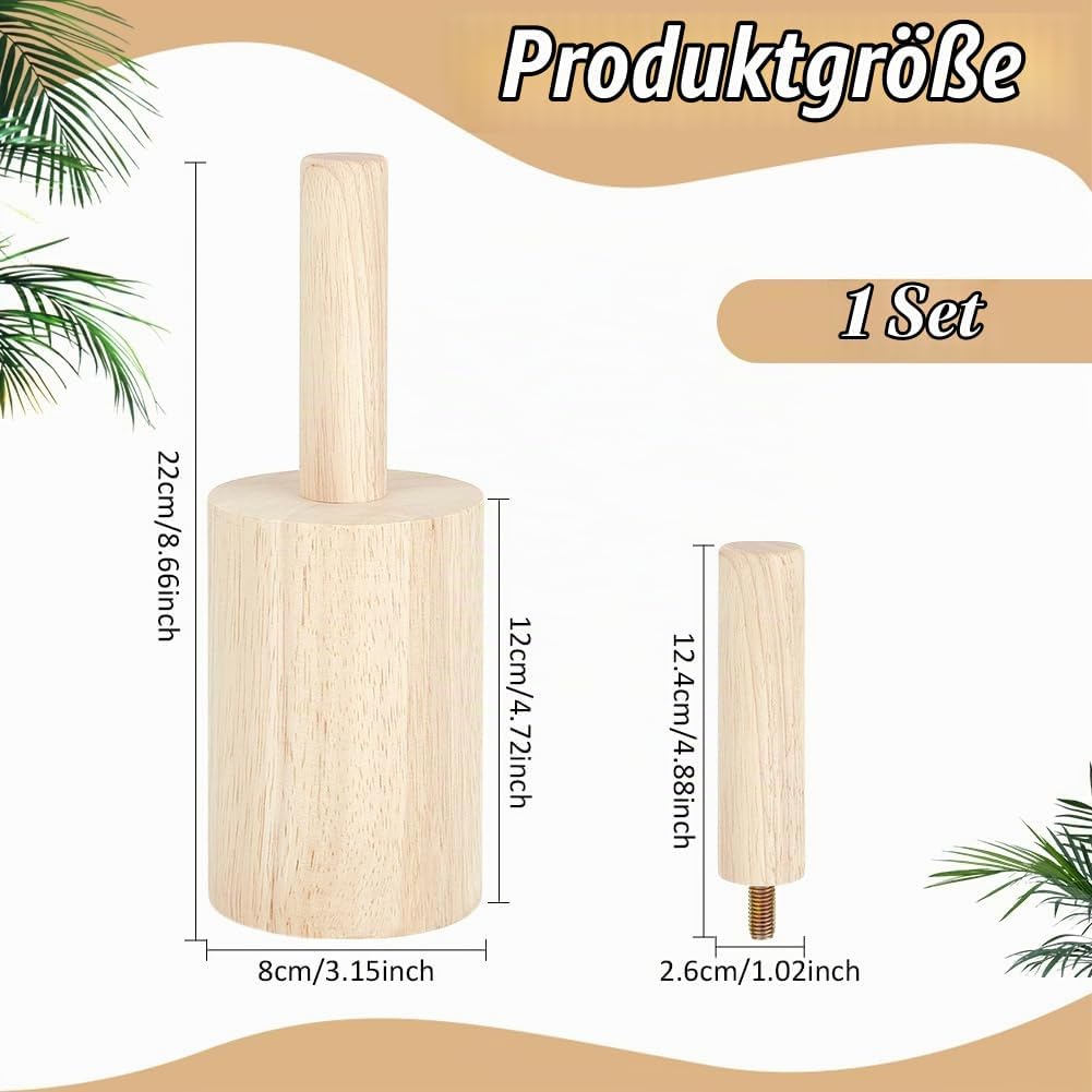 BENECREAT 12x8cm Tassen-Keramikformen, Holz-Töpferwerkzeuge Mit Griff, Töpferformen-Set Für Tonkeram