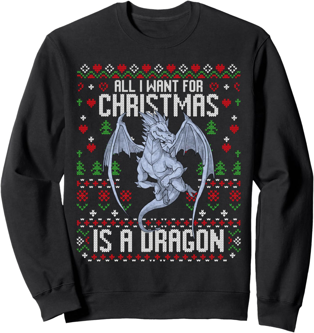 Alles was ich zu Weihnachten will ist ein hässlicher Drachen-Weihnachtspullover Sweatshirt