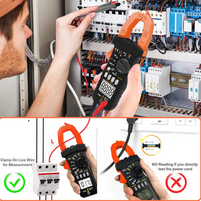 LYCEBELL Stromzange, LC-7200B TRMS Strommesszange Multimeter, Zangenmultimeter für AC DC Spannung &