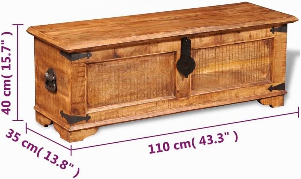 homiuse Aufbewahrungstruhe Raues Mangoholz Schatztruhe Schatzkiste Truhe mit Deckel Schatzkiste Holz