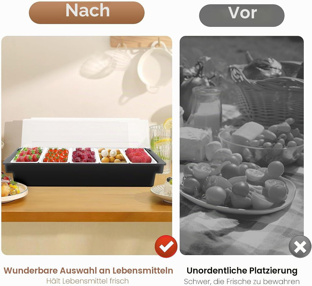 3 oder 5 Einsätzen Zutatenbehälter Topping Behälter, Zutatenbox Cocktail Obst Behälter, für Obst Sna