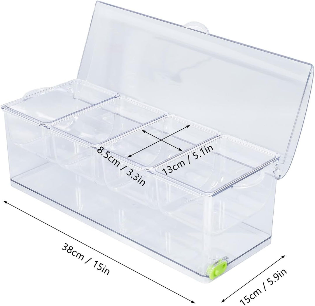 Eisgekühlter Gewürzbehälter, Transparenter Saucenbehälter, Serviertablett aus Kunststoff, Aufbewahru