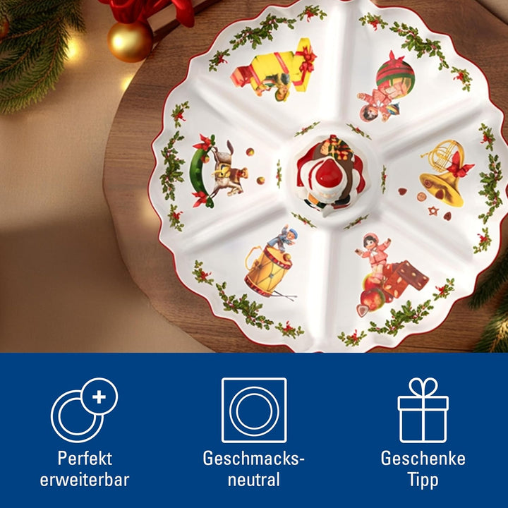 Villeroy und Boch - Toy's Fantasy Kabarett Santa-Figur, Servierteller aus Premium Porzellan, 38 x 38