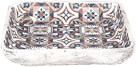 Esschert Design AC182 Vogeltränke, portugiesische Fliesen, Orange, Blau, Grau