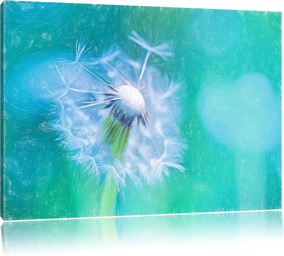 Pixxprint Schöner weisser Löwenzahn als Leinwandbild | Grösse: 100x70 cm | Wandbild | Kunstdruck | f