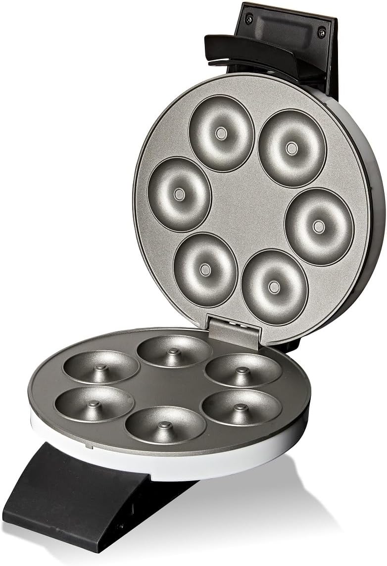 Cloer 6121 Donut Maker für 6 Mini-Donuts oder Bagels, Antihaftbeschichtung, rote Kontrollleuchte, pl