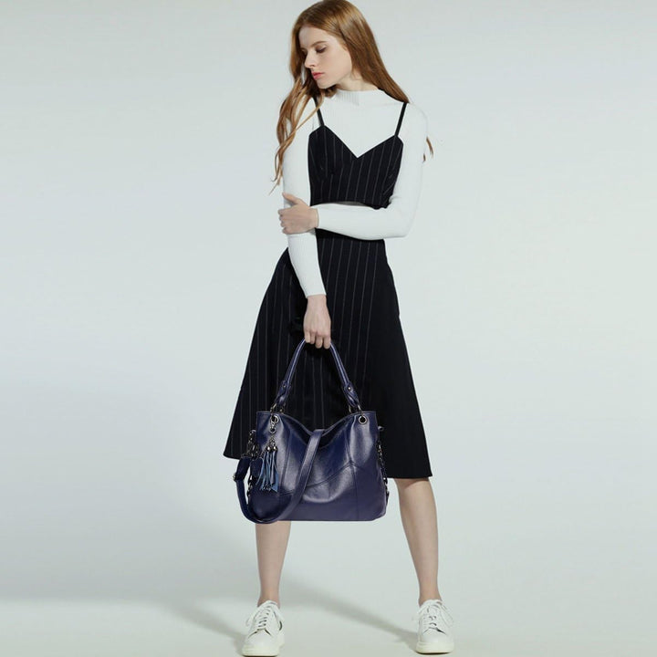 NICOLE & DORIS Fashion Damen Schultertasche Einfache Umhängetasche für Damen Soft PU Leder Blau