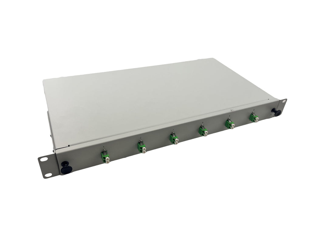 helos LWL 19" Spleissbox 6 x LC/APC Duplex OS2, spleissfertig, grau