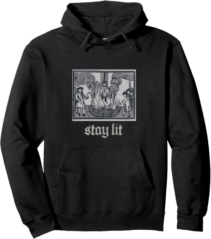 Stay Lit Occult Gothic Witches Witch Burn Occult Satan Pullover Hoodie