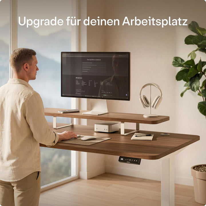 Desktronic Monitorstaender – Ergonomische Monitorerhoehung, 114 x 28 x 12,8 cm, 30 kg, 1-2 Monitore,