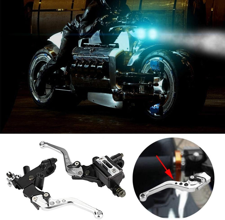 EVGATSAUTO Bremskupplungs-Master 1 Paar 22-mm-Universal-Motorradzylinder-Reservoirhebel(Silber), Sil