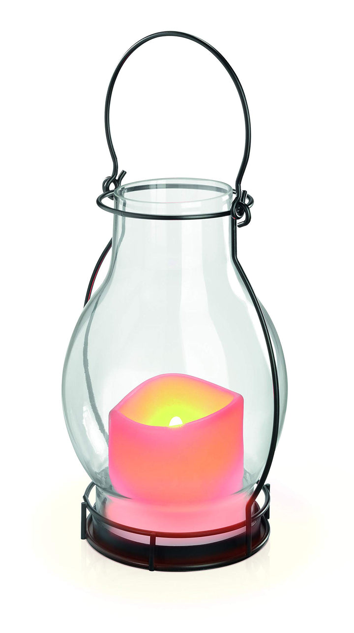 Esotec Solar Kerze Windlicht Deko Dream, Echtglas Solarleuchte, LED Tischlicht, Laterne, Flackerlich