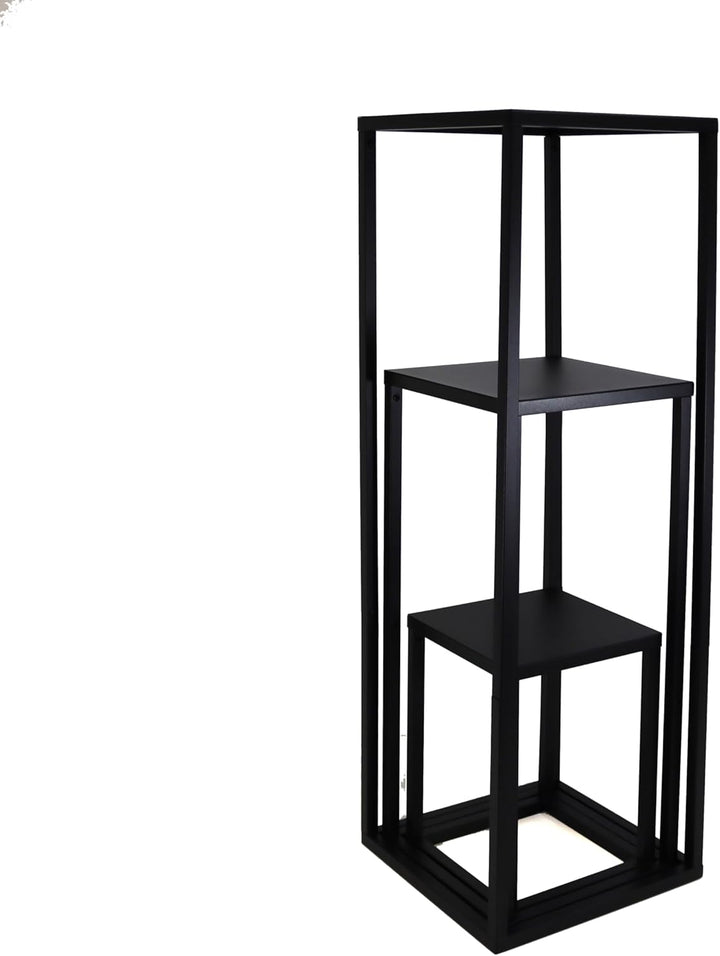 3er Set Pflanzenständer Blumenständer Metall schwarz, Blumensäule Dekoständer Regal Beistelltisch 3