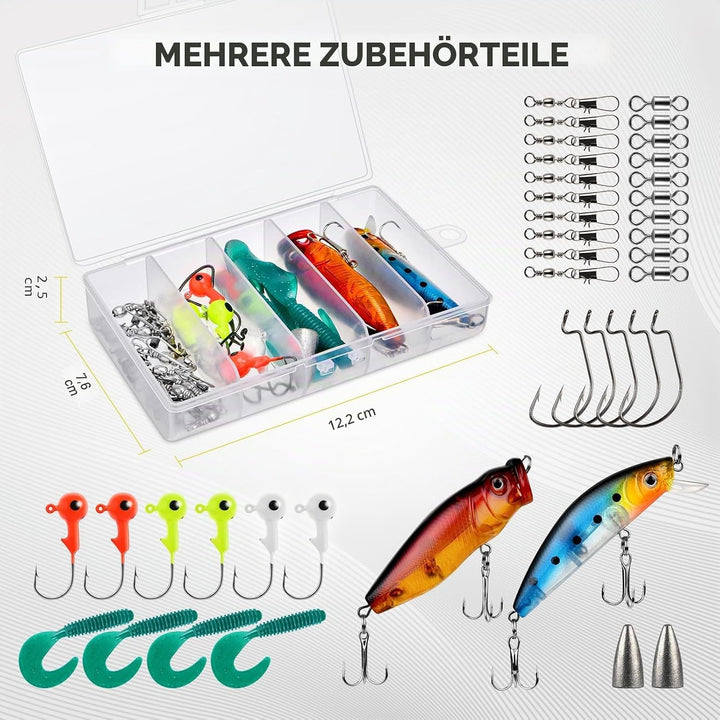 Magreel Teleskop-Angelrute und Spulen-Set mit Angelschnur, Angelköder-Set und Zubehör und Tragetasch