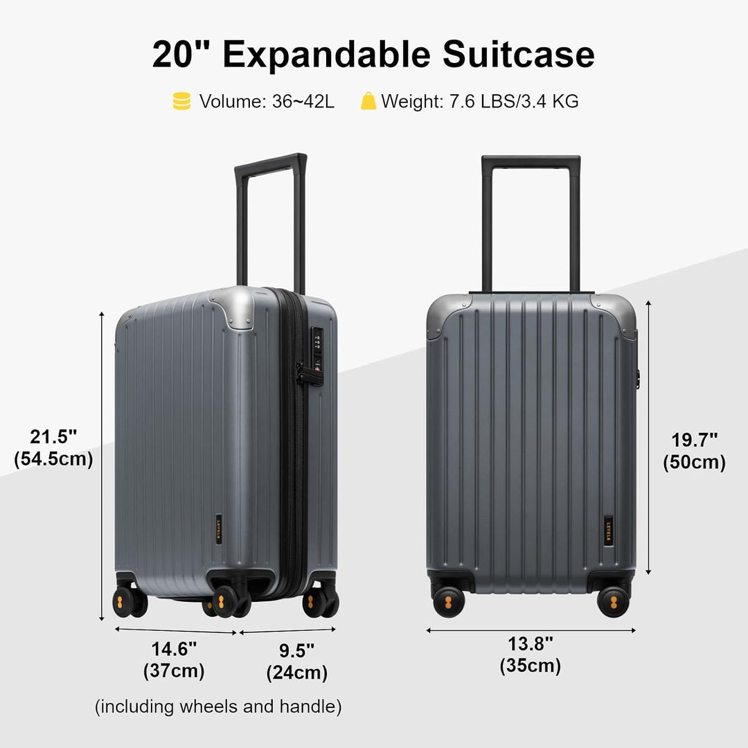 LEVEL8 Koffer Trolley Leicht Handgepäck Erweiterbar, 55cm, 36-42L | Hartschalenkoffer aus 100% Polyc