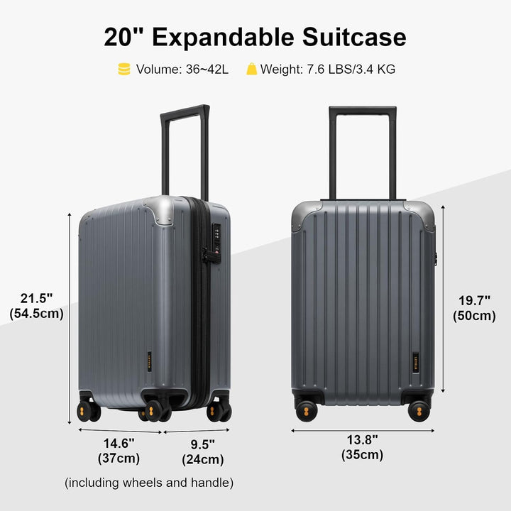 LEVEL8 Koffer Trolley Leicht Handgepäck Erweiterbar, 55cm, 36-42L | Hartschalenkoffer aus 100% Polyc