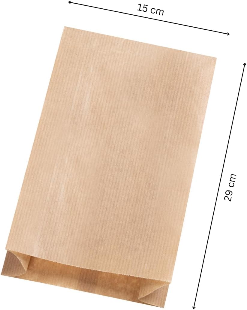 1000 Papiertüten Braun 15 x 29 cm | Papiertüten für Süss | Verpackung | Mittagessen | Sandwich | Geb