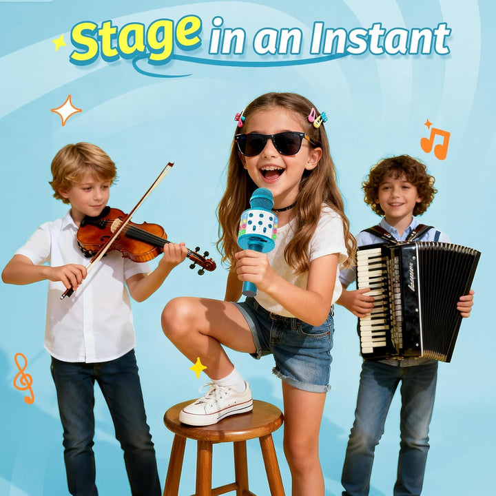 Fede Karaoke Mikrofon, Drahtloses Bluetooth Mikrofon für Kinder, Lustige Geschenke Spielzeug für Tee