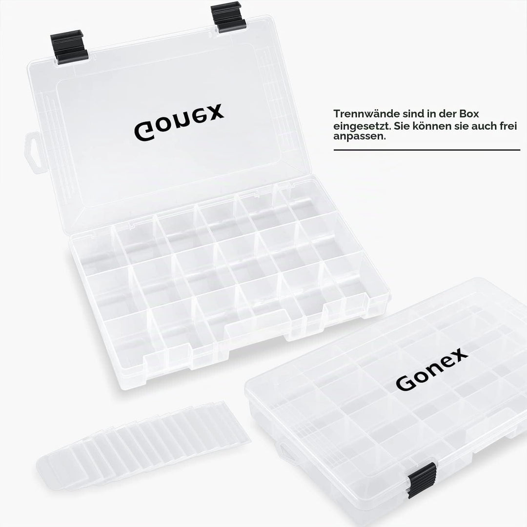 Gonex Köderboxen Angeln, Tackle Boxes 3/4 Stück, Transparente Kunststoff Angelbox mit Verstellbaren