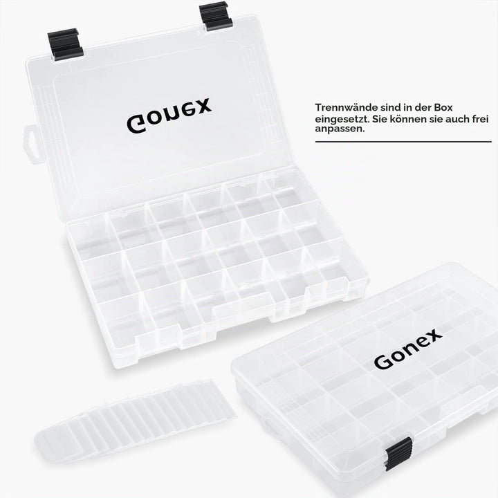 Gonex Köderboxen Angeln, Tackle Boxes 3/4 Stück, Transparente Kunststoff Angelbox mit Verstellbaren