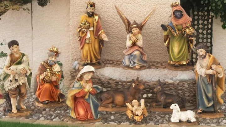 Paben – Komplette Figurensammlung für die Weihnachtskrippe, Grösse Figuren: 7 cm, 11 Motive aus